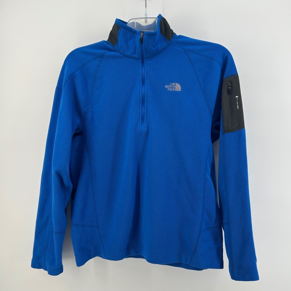The North Face FlashDry Fleece Pullover Mens Medium Blue 1/4 Zip Hiking Gorpcore
